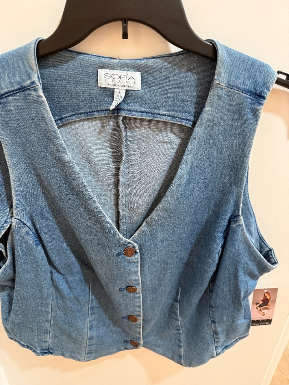 Womens Sofia Jeans Denim vest LG 12-14 NWT